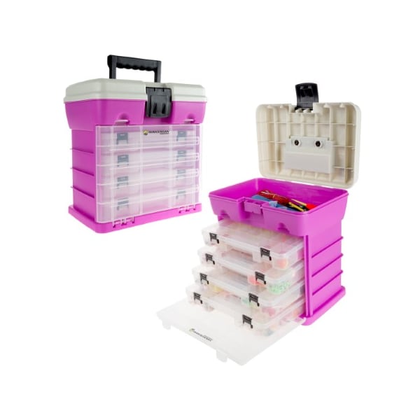 Leisure Sports Storage Toolbox, Durable Organizer Utility Box 4 Drawers, 19 Compartments Each for Supplies, (Pink) 354027JDQ - main